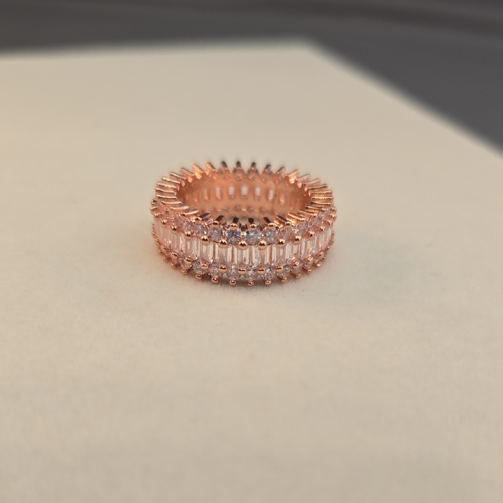 Elegant Rose Gold Filled Eternity Band Ring Sz 8